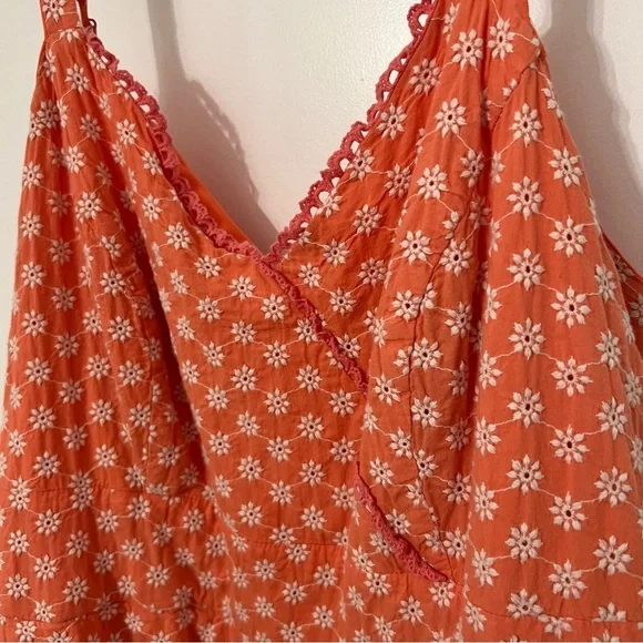 Trixxi Sun Dress Orange Peach White Embroidered Flowers 3X spaghetti straps - Picture 4 of 12